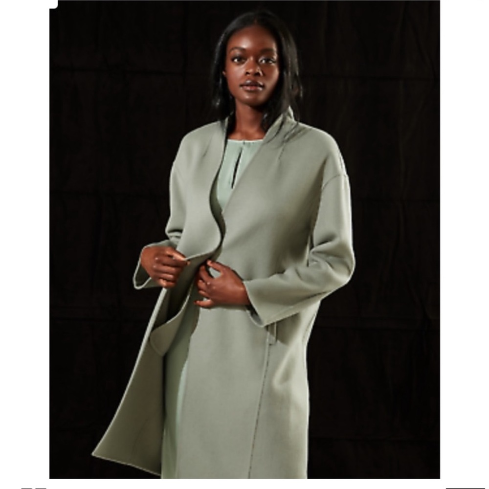 NWT Banana Republic Double-Faced Cocoon Coat Sage Green Size Medium - Picture 2 of 4